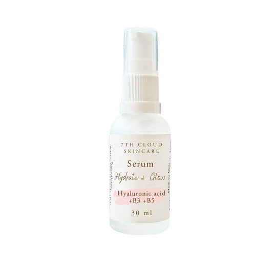 Hydrate and Glow Face serum with hyaluronic acid, niacinamide (vitamin B3) and panthenol (provitamin B5) made in New Zealand