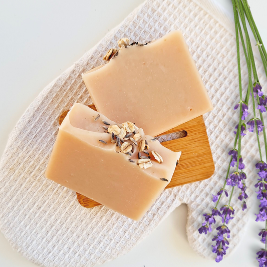 Natural Lavender and Oats soap bar. Handmade in New Zealand