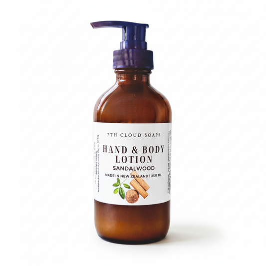 Sandalwood hand and body lotion. Handmade in New Zealand