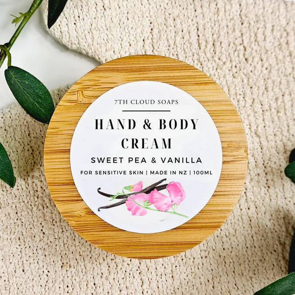 Sweet Pea and Vanilla natural hand and body cream made in New Zealand