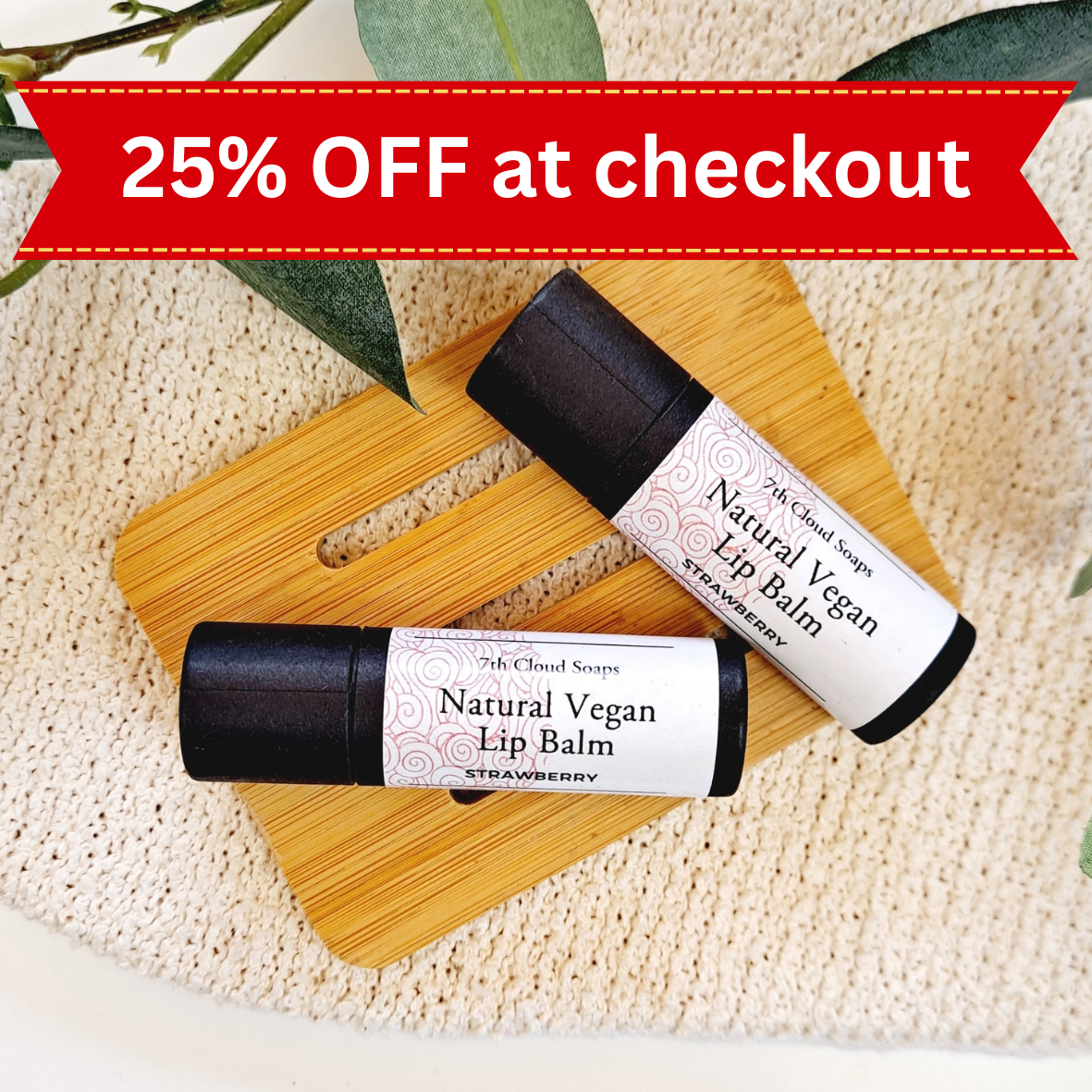 Natural Vegan Lip Balm - Strawberry