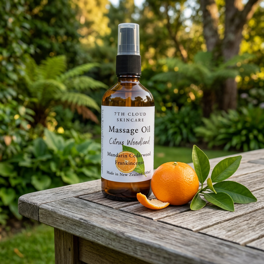 Citrus Woodland Massage Oil handmade in New Zealand