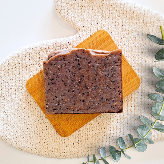 Coffee bean exfoliating natural soap, handmade in New Zealand
