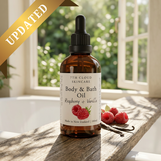 Raspberry and Vanilla Body and Bath Oil handmade in New Zealand