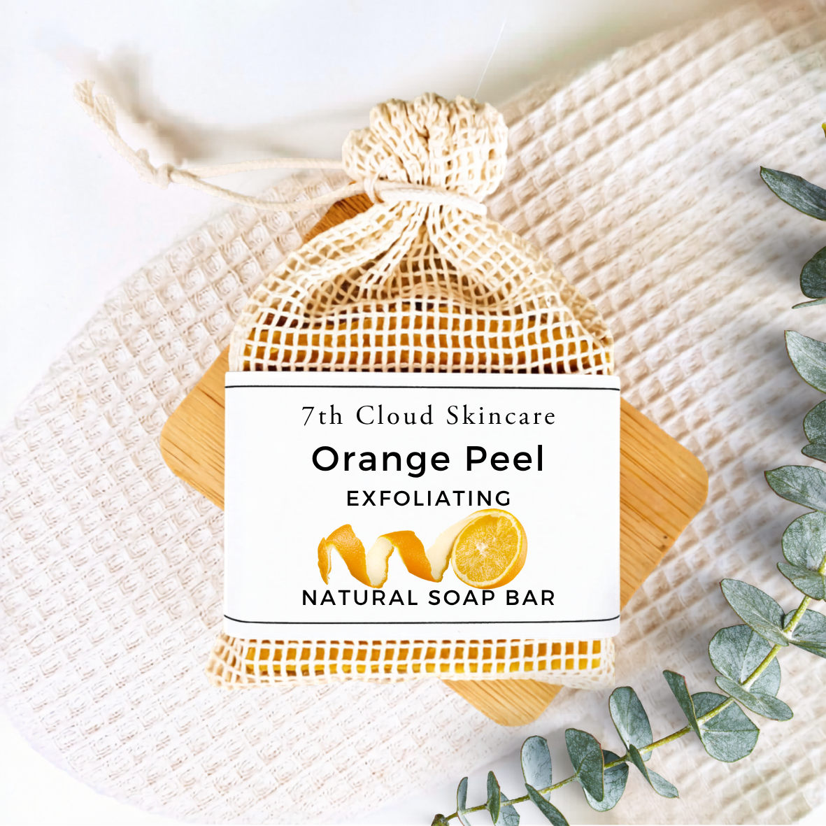 Natural exfoliating soap bar with orange peel. Handmade in New Zealand
