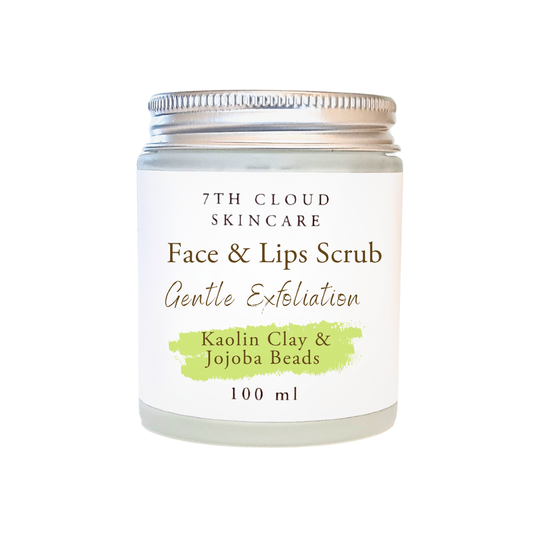 gentle Exfoliation - face and lips scrub with kaolin clay and jojoba beads. Handmade in New Zealand