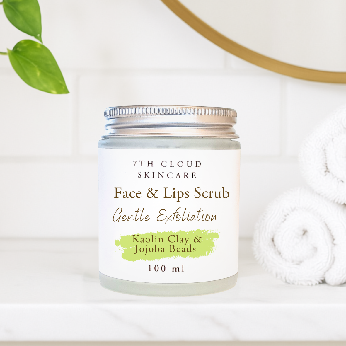gentle Exfoliation - face and lips scrub with kaolin clay and jojoba beads. Handmade in New Zealand