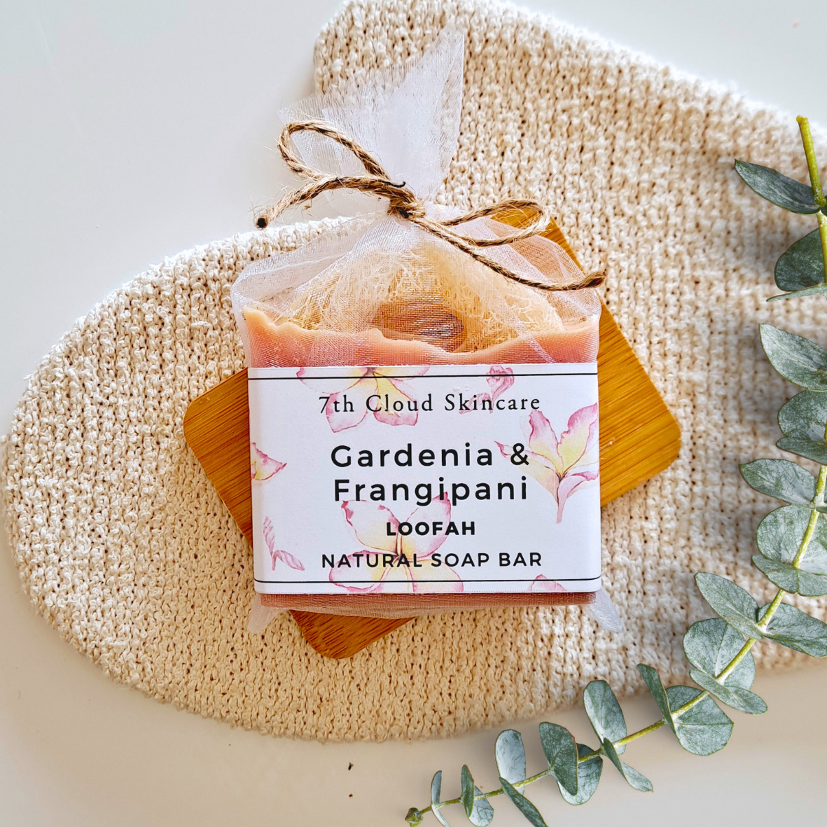 Loofah Soap Gardenia and Frangipani, handmade in New Zealand