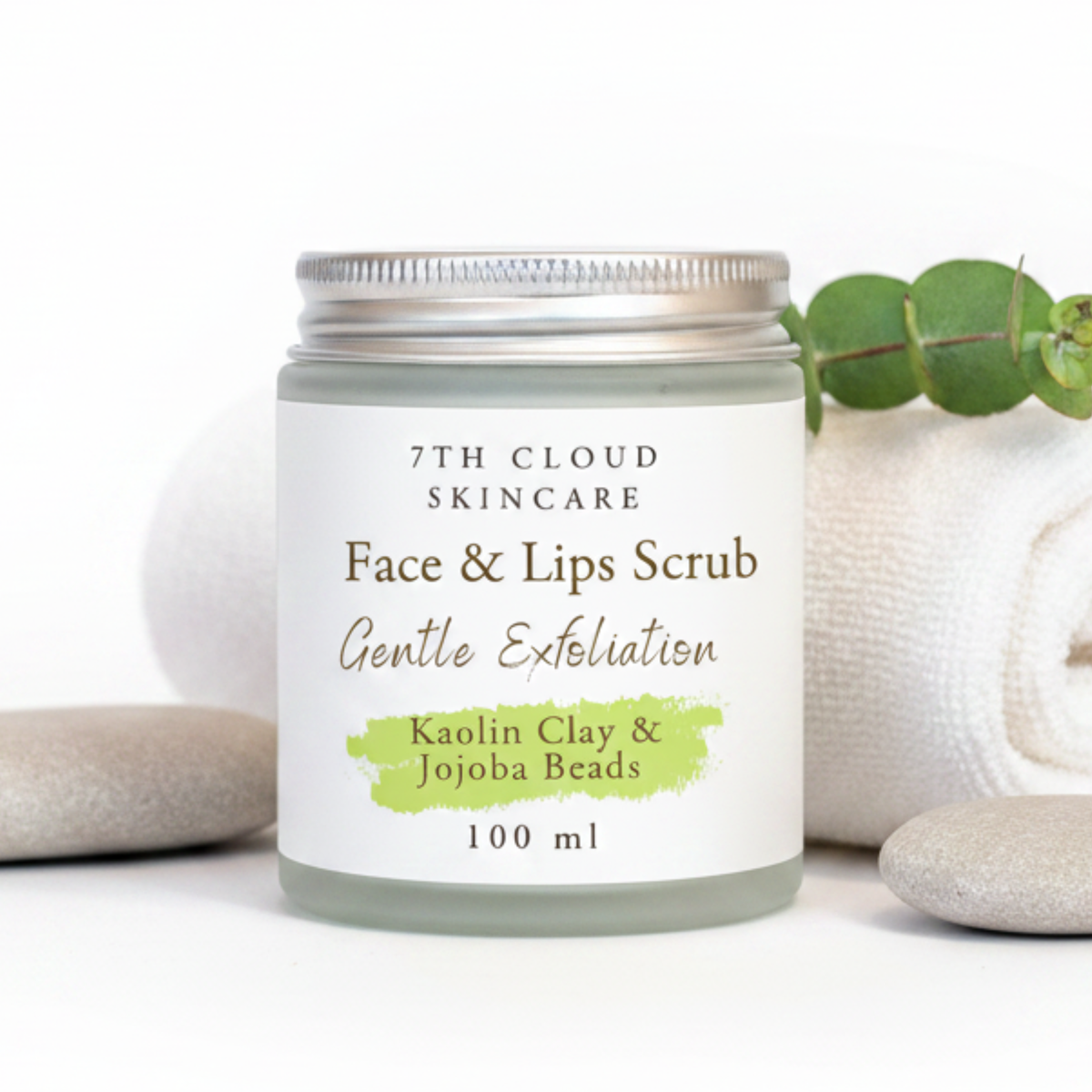 gentle Exfoliation - face and lips scrub with kaolin clay and jojoba beads. Handmade in New Zealand