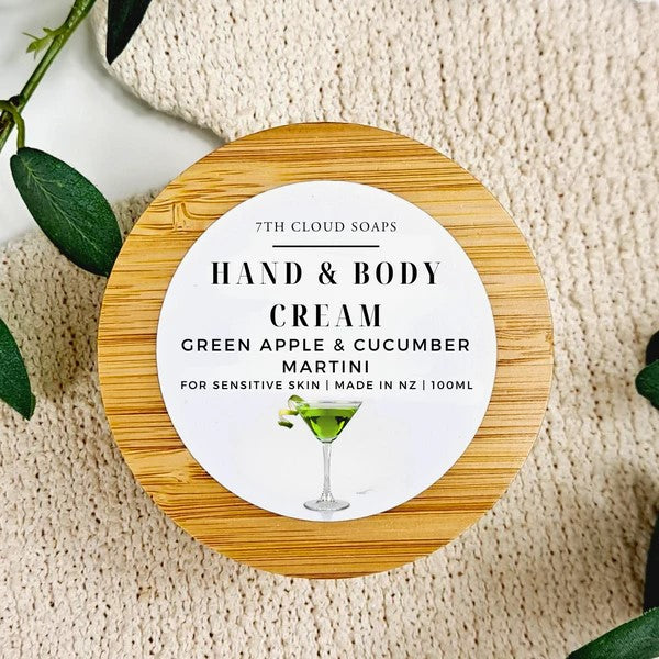 Green Apple and Cucumber Martini natural hand and body cream made in New Zealand