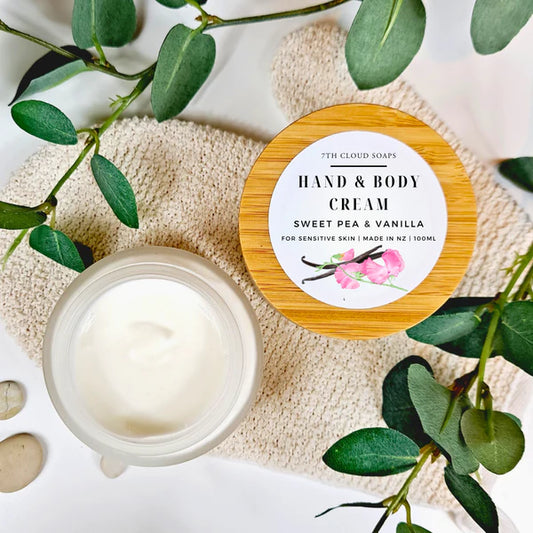 Sweet Pea and Vanilla natural hand and body cream made in New Zealand