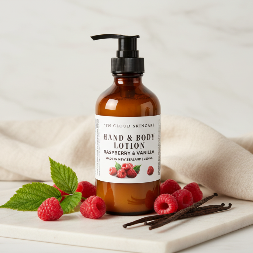 Hand and body lotion Raspberry Vanilla handmade in New Zealand