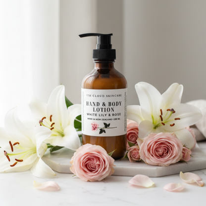 Hand and Body lotion Whie Lily and Rose handmade in New Zealand