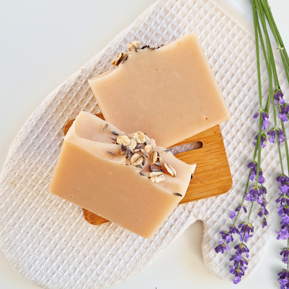 Natural Lavender and Oats soap bar. Handmade in New Zealand