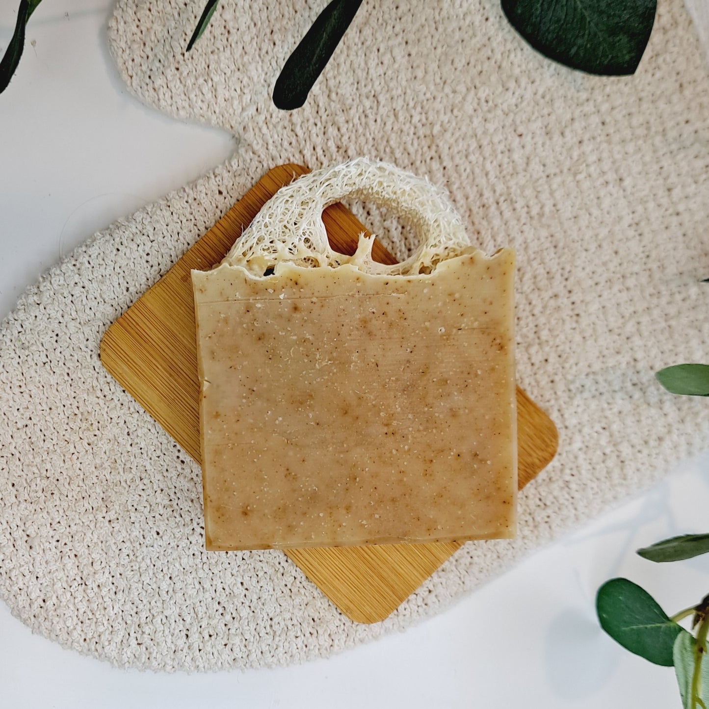 Lemongrass Rosemary Loofah natural soap bar handmade in New Zealand