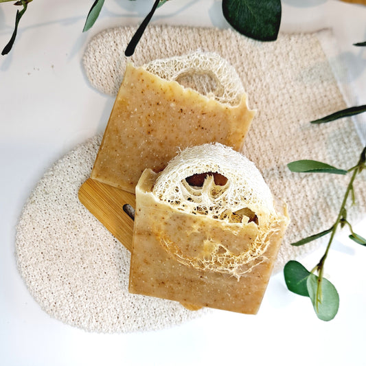 Lemongrass Rosemary Loofah natural soap bar handmade in New Zealand