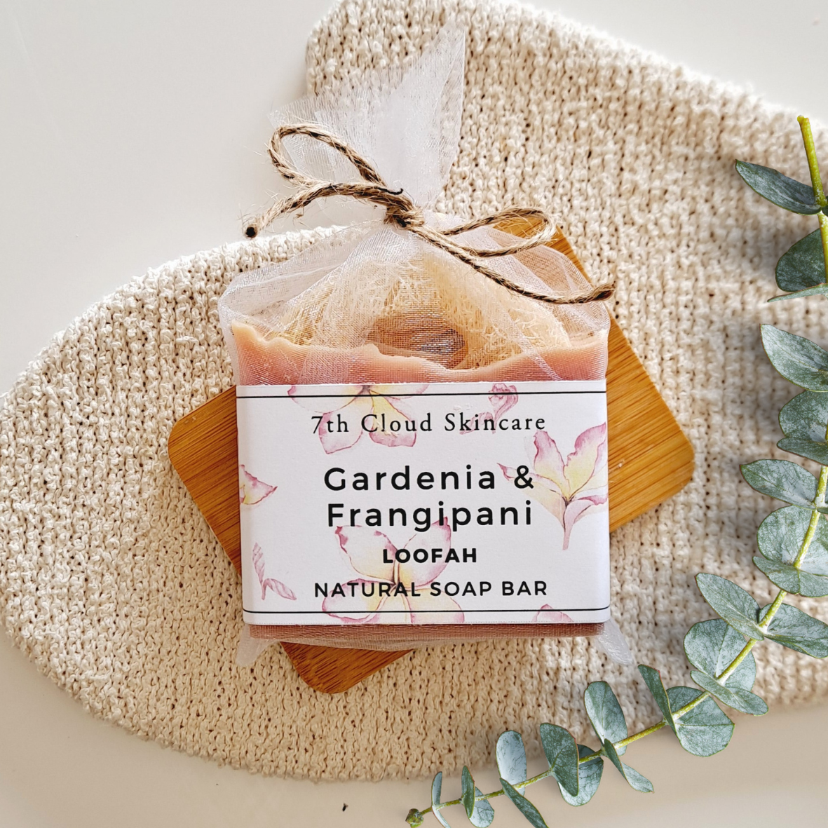 Loofah Soap Gardenia and Frangipani, handmade in New Zealand