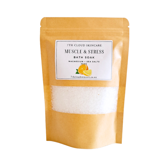 Muscle and Stress bath salts with citrus essential oils, handmade in New Zealand 