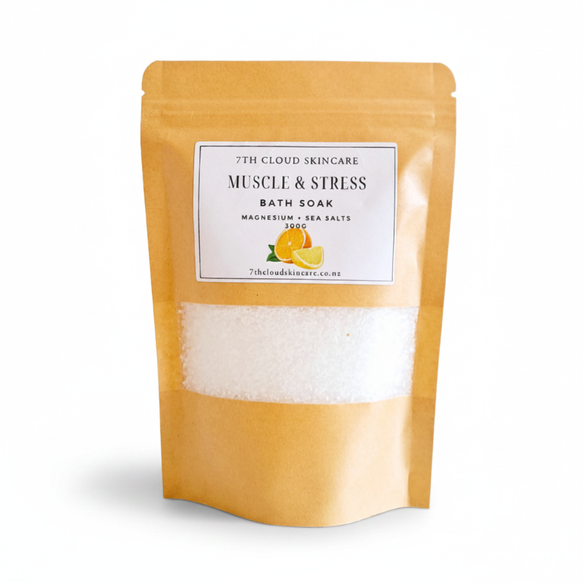 Muscle and Stress bath salts with citrus essential oils, handmade in New Zealand 
