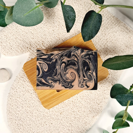 Sandalwood charcoal soap bar by 7th Cloud Natural Skincare