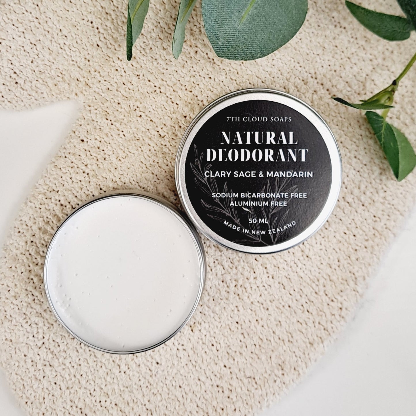 natural cream deodorant Clary sage & mandarin open jar