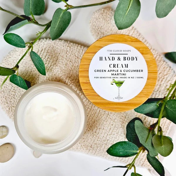 Green Apple and Cucumber Martini natural hand and body cream made in New Zealand