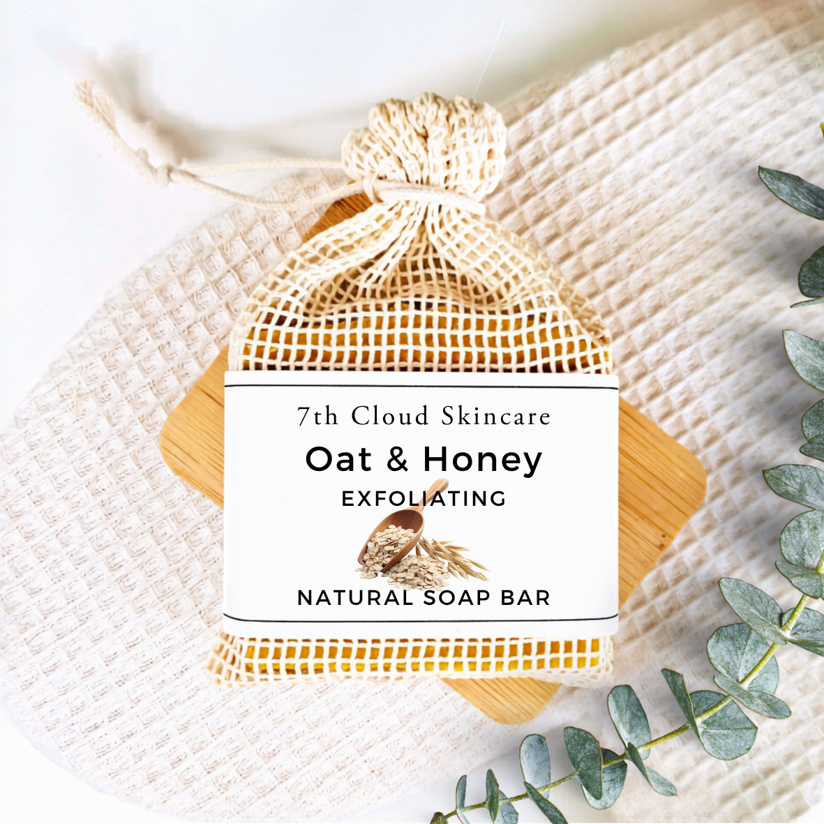 Oat & Honey exfoliating natural soap bar from 7th Cloud Skincare handmade in New Zealand