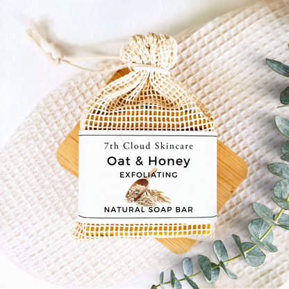 Oat & Honey exfoliating natural soap bar from 7th Cloud Skincare handmade in New Zealand