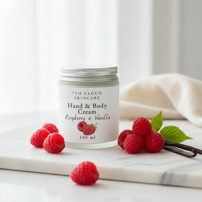 Raspberry and vanilla hand and body cream, handmade in New Zealand