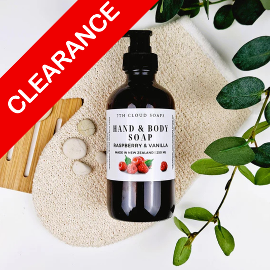 Liquid Hand & Body Soap - Raspberry & Vanilla | 250ml Glass Bottle