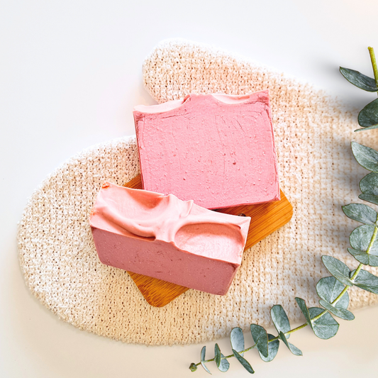 Raspberry Vanilla natural soap bar handmade in New Zealand