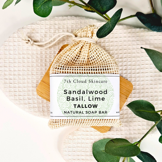 Sandalwood, Basil & Lime Tallow Soap| Natural TALLOW Soap Bar