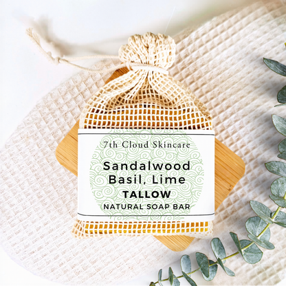 Basil Lime Eucalyptus Tallow soap bar handmade in New Zealand