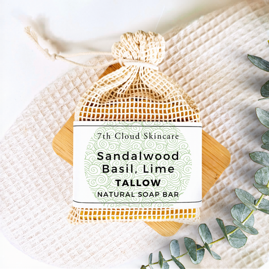 Basil Lime Eucalyptus Tallow soap bar handmade in New Zealand