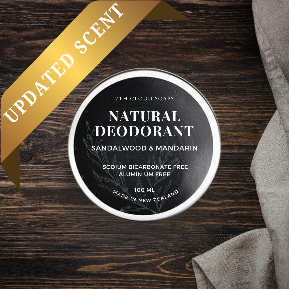 Natural Deodorant - Sandalwood & Mandarin | Baking Soda Free | Aluminum Free
