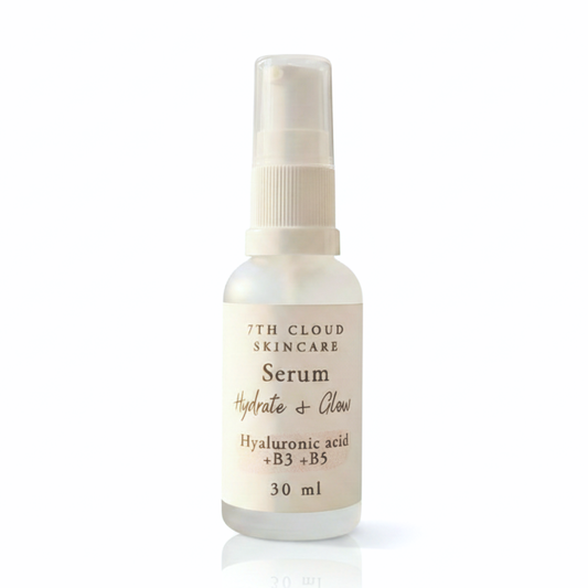 Hydrate & Glow Serum with hyaluronic acid, vitamins B3 and B5. New Zealand