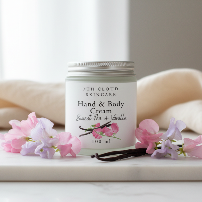 Sweet Pea and vanilla hand and body cream, handmade in New Zealand