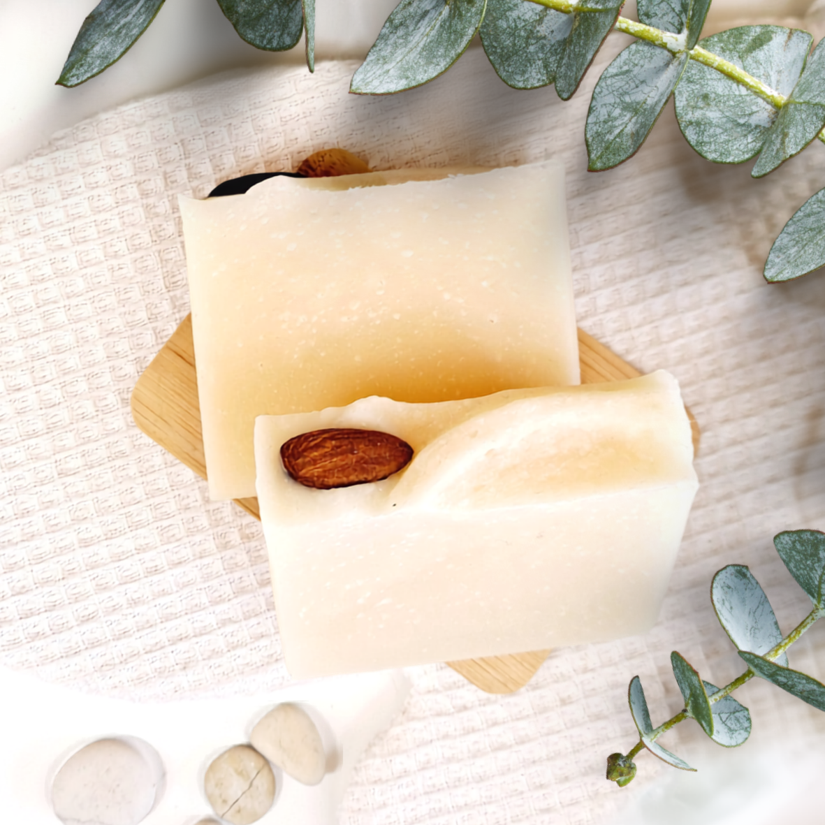 Unscented Almond Milk Soap bar for sensitive and dry skin, handmade in New Zealand