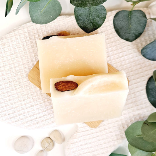 Unscented Almond Milk Soap bar for sensitive and dry skin, handmade in New Zealand