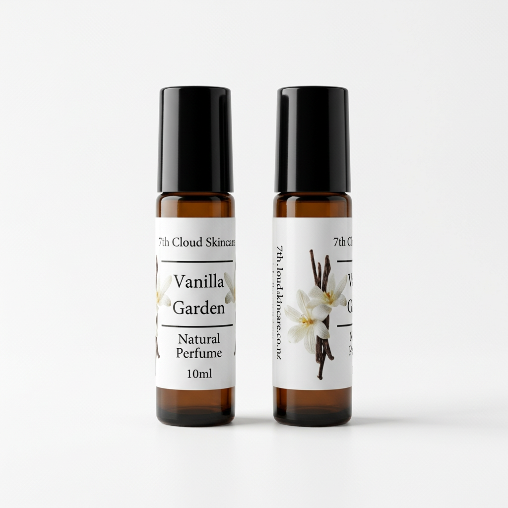 Vanilla Garden natural roll-on perfume handmade in New Zealand. 7th Cloud Skincare