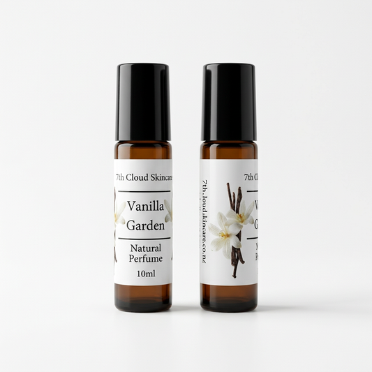 Vanilla Garden natural roll-on perfume handmade in New Zealand. 7th Cloud Skincare