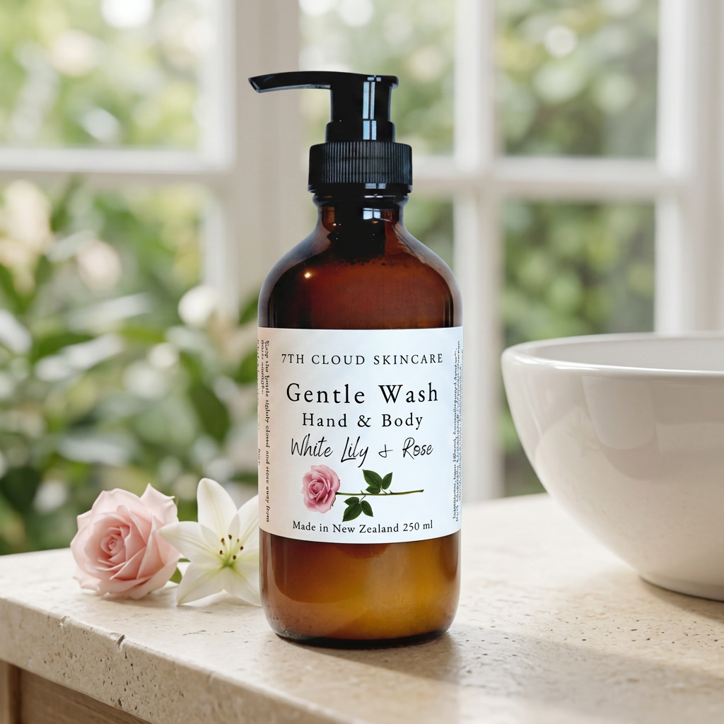 White Lily & Rose Gentle hand and body wash handmade in New Zealand