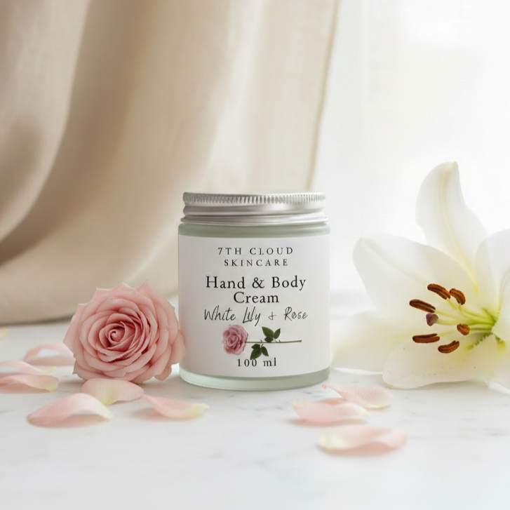 White Lily Rose hand body cream, handmade in New Zealand
