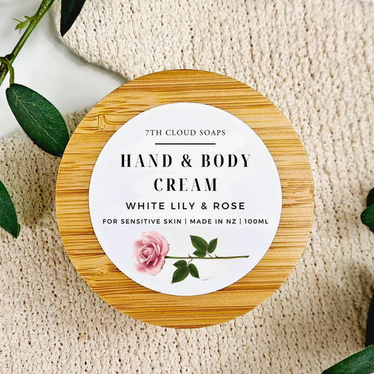 White Lily and Rose natural hand and body cream made in New Zealand