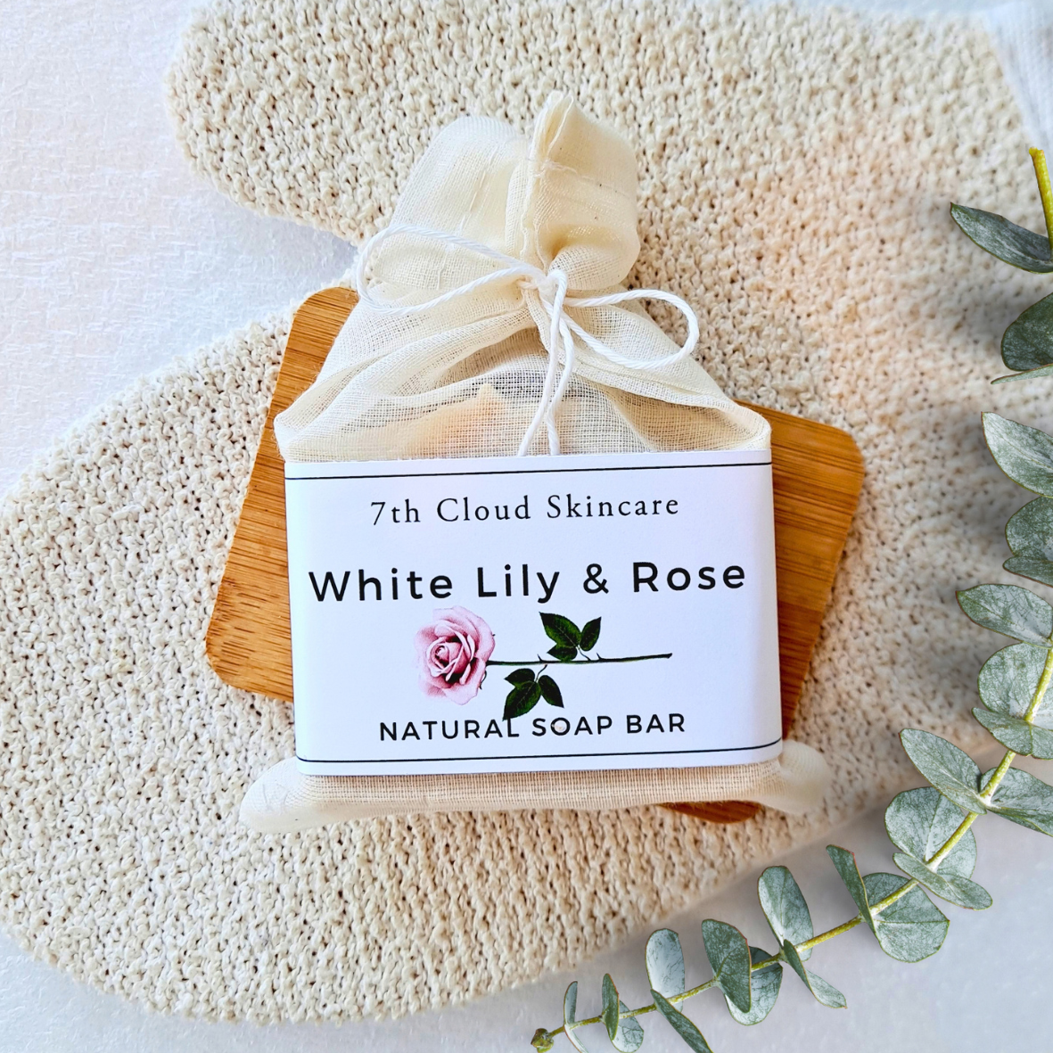 Whte Lily & Rose natural soap bar, handmade in New Zealand